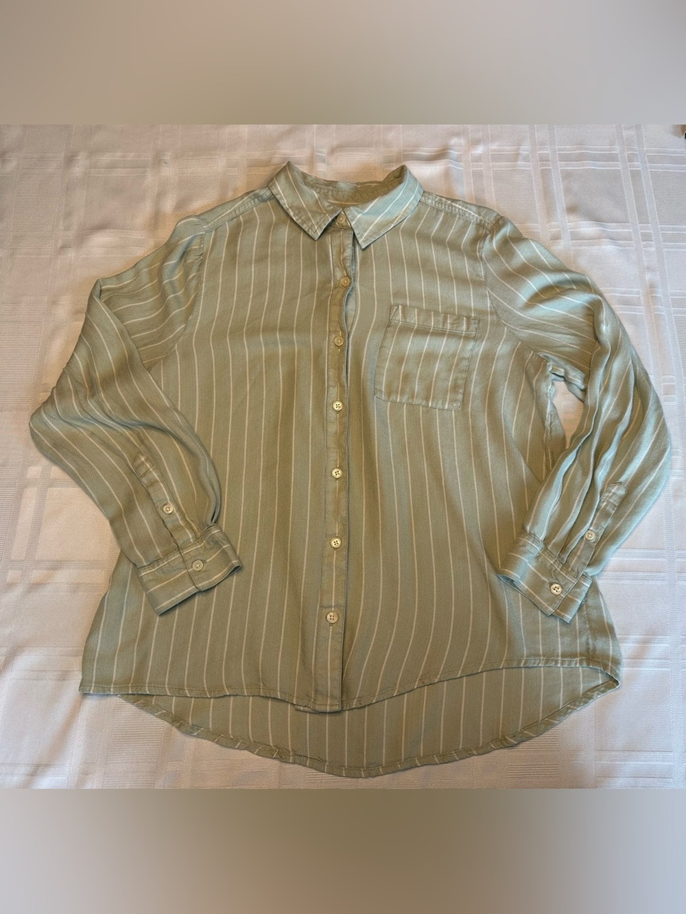 Women’s Style & Co Light Green Long Sleeve Rayon Button Front Shirt Petite Large